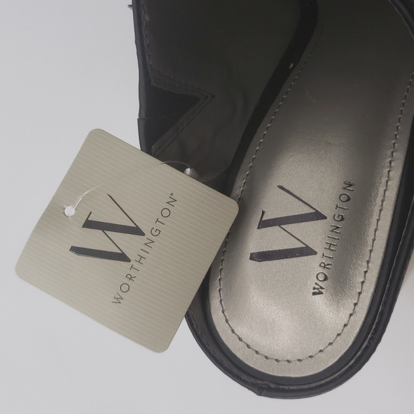 2508- Worthington Wor Nelda Black & Gold Mules Size 8 NWT with Box - Picture 11 of 12